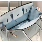 Hermes Birkin 30cm Bag In Blue Brume Clemence Leather GHW – HW017