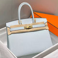 Hermes Birkin 30cm Bag In Blue Brume Clemence Leather GHW – HW017
