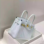 Hermes Birkin 30cm Bag In Blue Brume Clemence Leather GHW – HW017