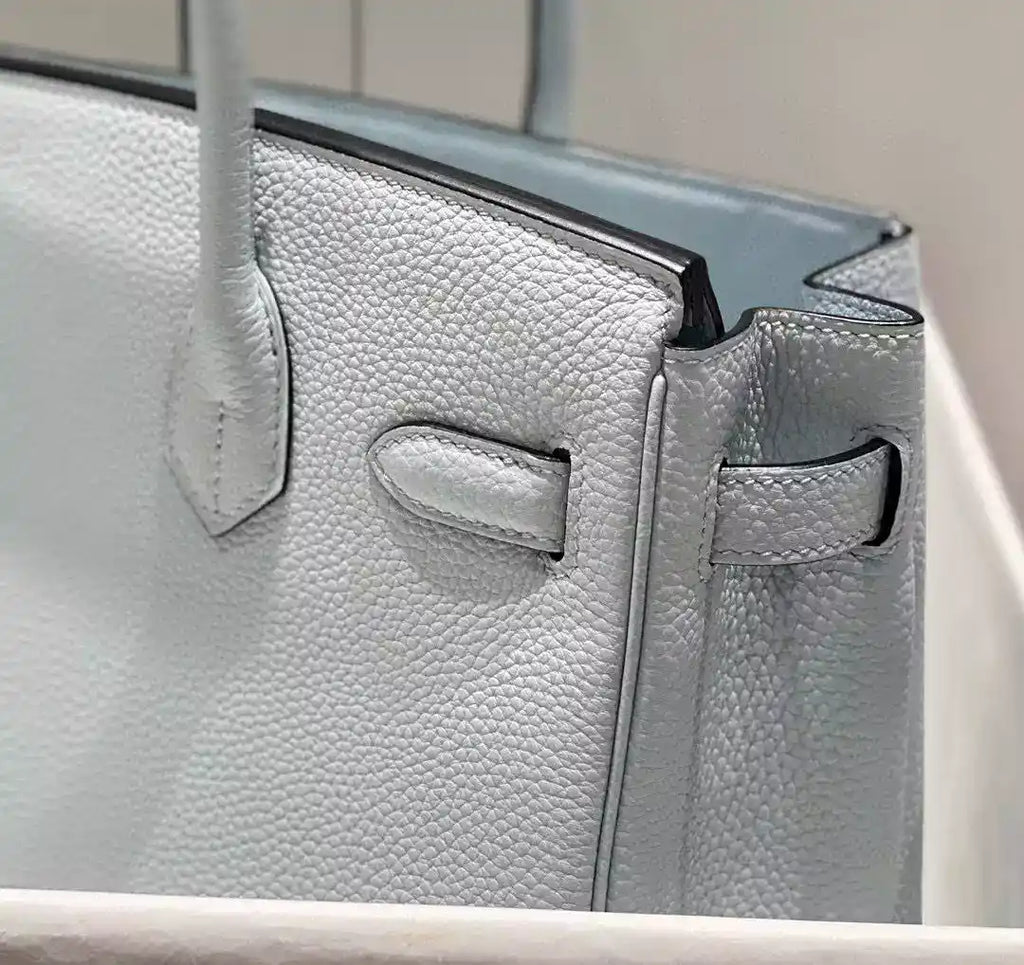 Hermes Birkin 30cm Bag In Blue Brume Clemence Leather GHW – HW017