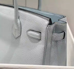 Hermes Birkin 30cm Bag In Blue Brume Clemence Leather GHW – HW017