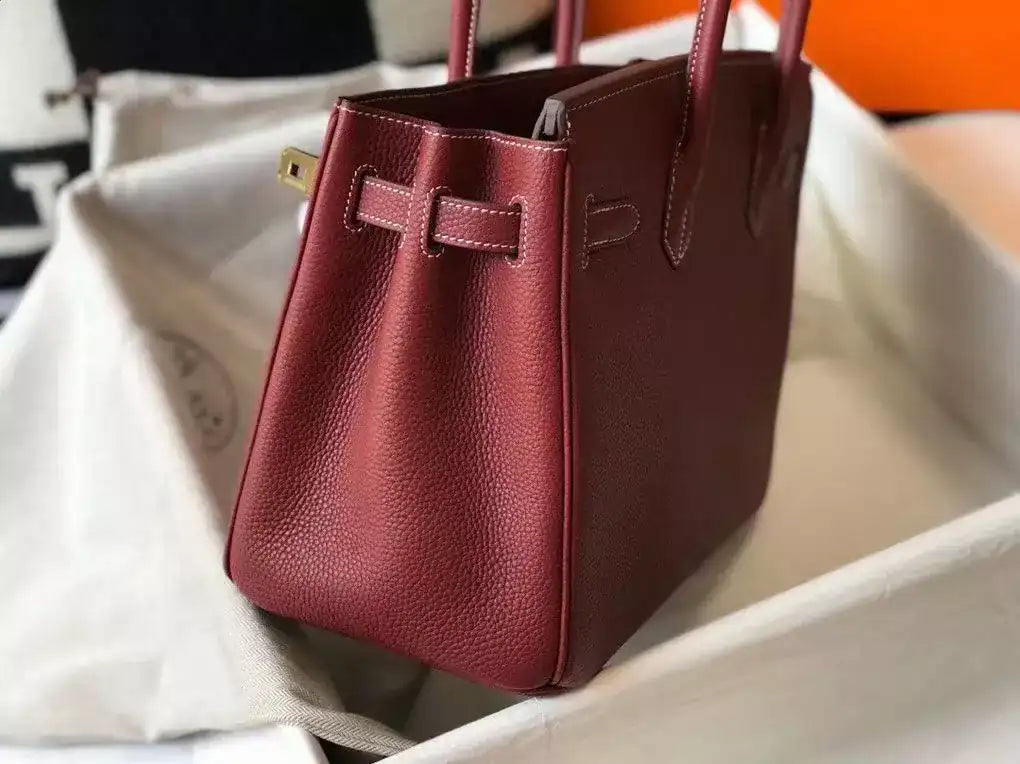 Hermes Birkin 30cm Bag In Bordeaux Clemence Leather GHW – HW032