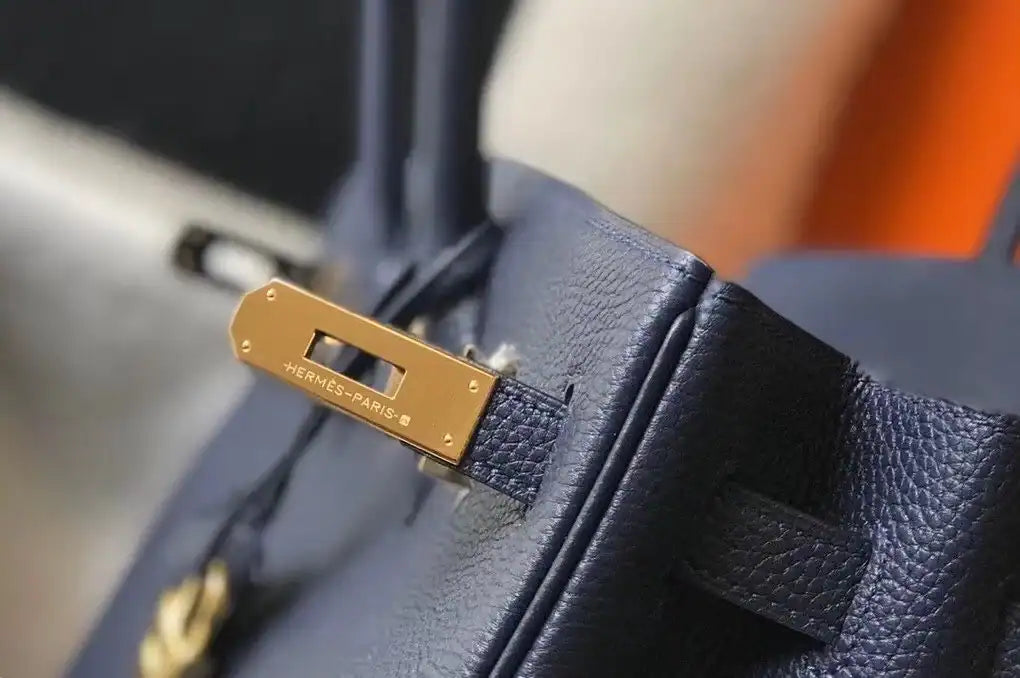 Hermes Birkin 30cm Bag In Dark Blue Clemence Leather GHW – HW035