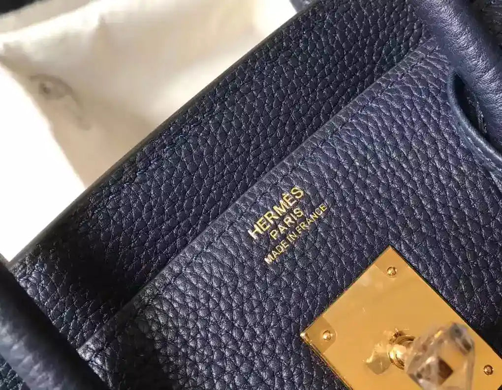 Hermes Birkin 30cm Bag In Dark Blue Clemence Leather GHW – HW035