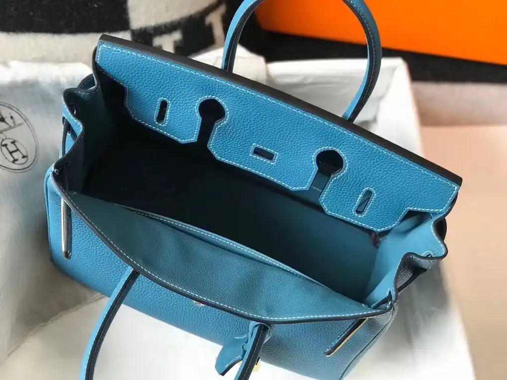Hermes Birkin 30cm Bag In Jean Blue Clemence Leather GHW – HW033