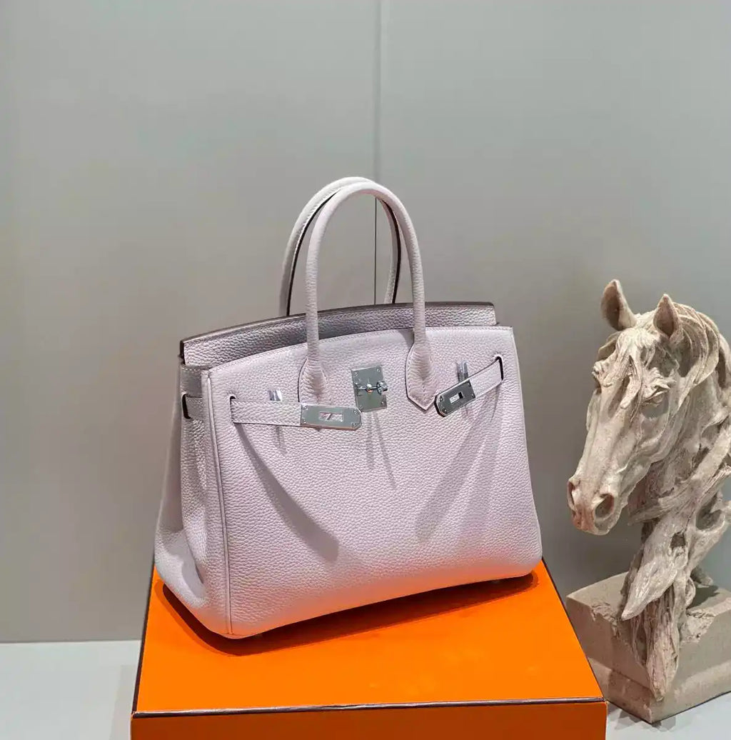 Hermes Birkin 30cm Bag In Mauve Pale Clemence Leather PHW – HW019