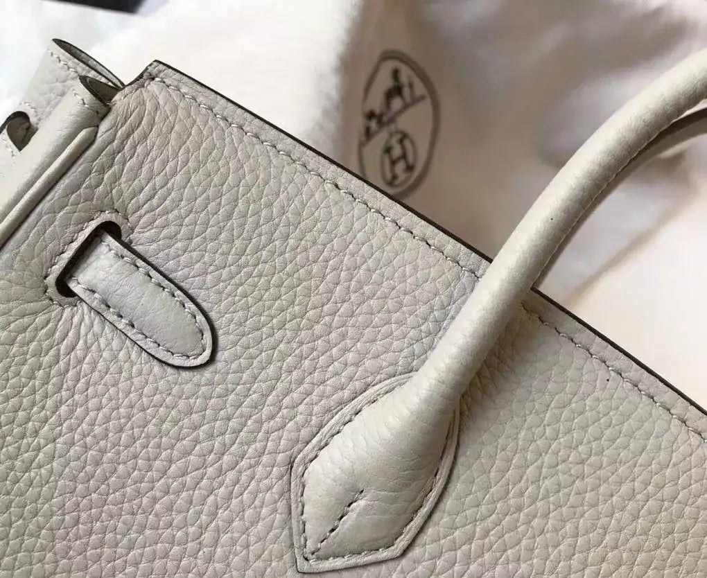 Hermes Birkin 30cm Bag In Pearl Grey Clemence Leather GHW – HW027