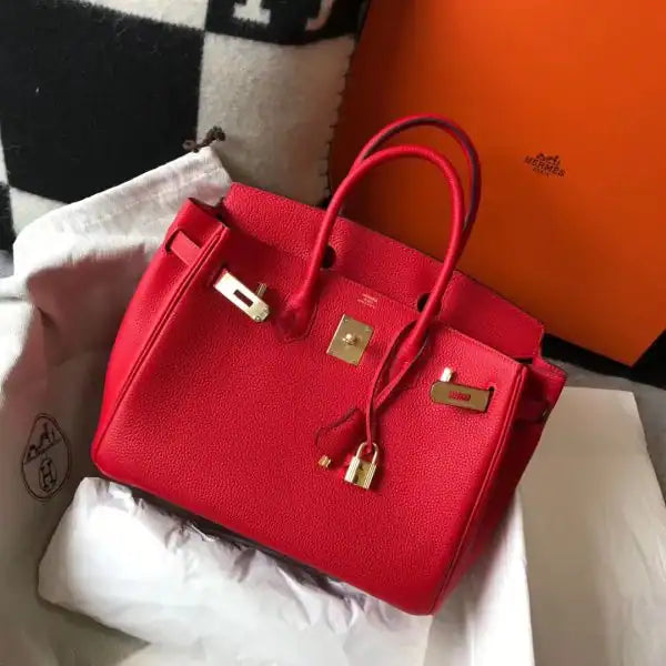 Hermes Birkin 30cm Bag In Red Clemence Leather GHW – HW023