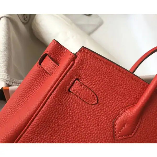 Hermes Birkin 30cm Bag In Red Clemence Leather GHW – HW023