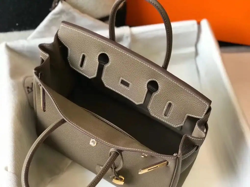 Hermes Birkin 30cm Bag In Taupe Clemence Leather GHW – HW022