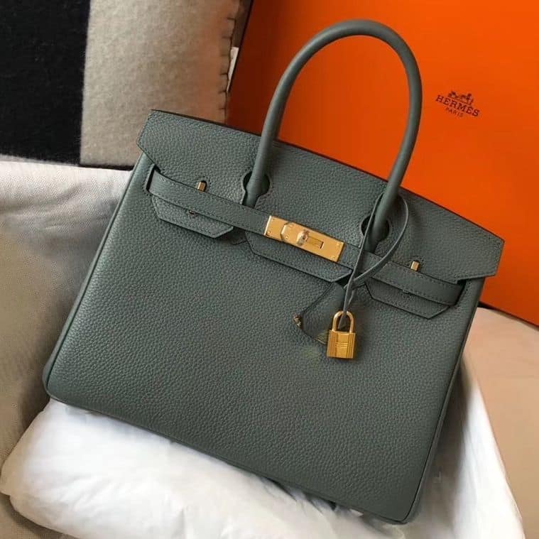 Hermes Birkin 30cm Bag In Vert Amande Clemence Leather GHW – HW021