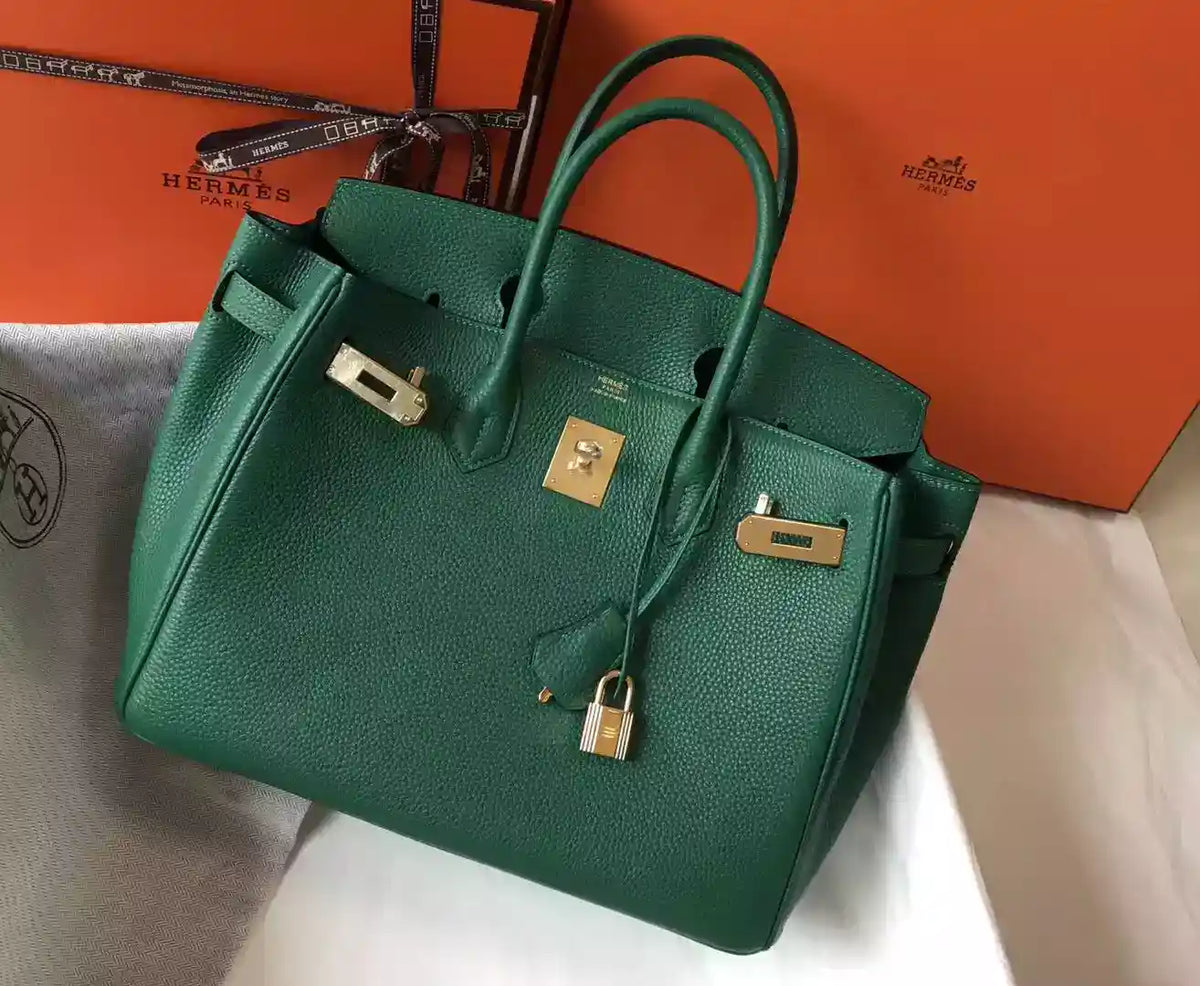 Hermes Birkin 30cm Bag In Vert Vertigo Clemence Leather GHW – HW030