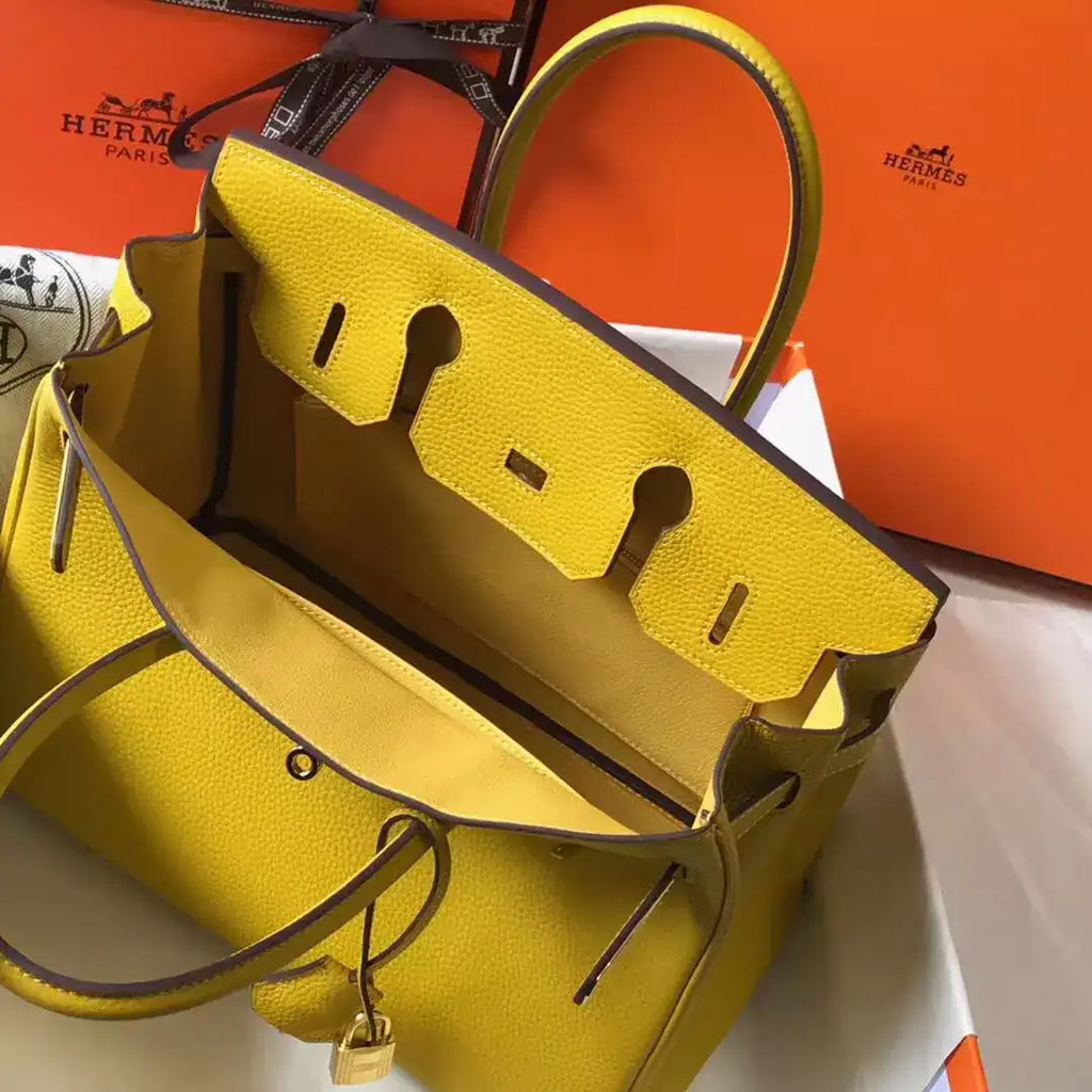 Hermes Birkin 30cm Bag In Yellow Clemence Leather GHW – HW020