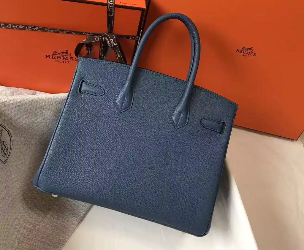 Hermes Blue Agate Clemence Birkin 30cm Bag – HW034