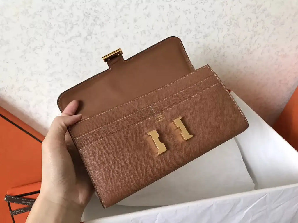 Hermes Constance Long Wallet In Gold Epsom Leather – HW182