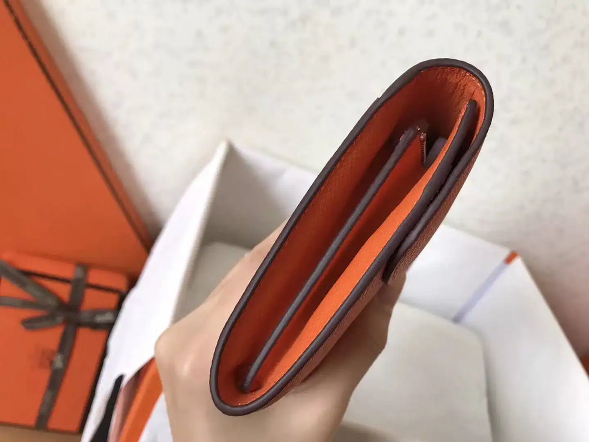 Hermes Constance Long Wallet In Orange Epsom Leather – HW186