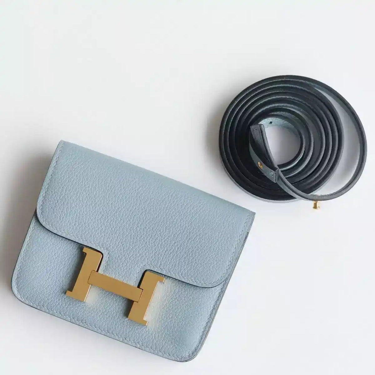 Hermes Constance Slim Wallet in Blue Lin Evercolor Calfskin – HW160
