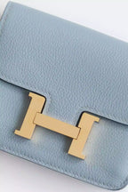 Hermes Constance Slim Wallet in Blue Lin Evercolor Calfskin – HW160