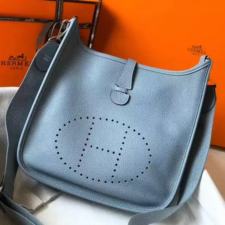 Hermes Evelyne III 29 PM Bag In Blue Lin Clemence Leather – HW060