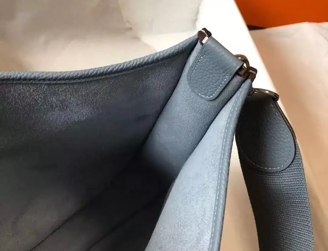 Hermes Evelyne III 29 PM Bag In Blue Lin Clemence Leather – HW060