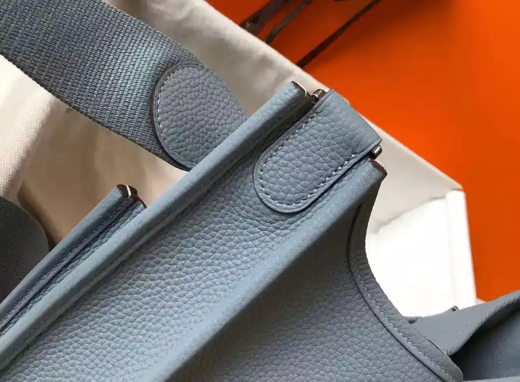 Hermes Evelyne III 29 PM Bag In Blue Lin Clemence Leather – HW060