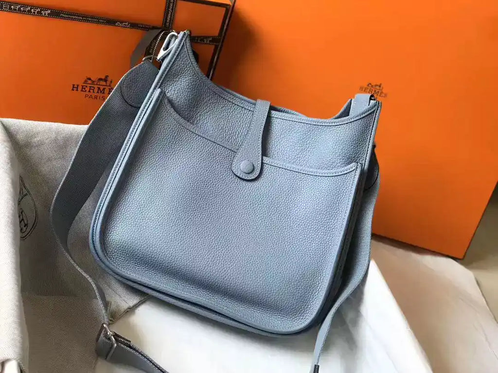 Hermes Evelyne III 29 PM Bag In Blue Lin Clemence Leather – HW060