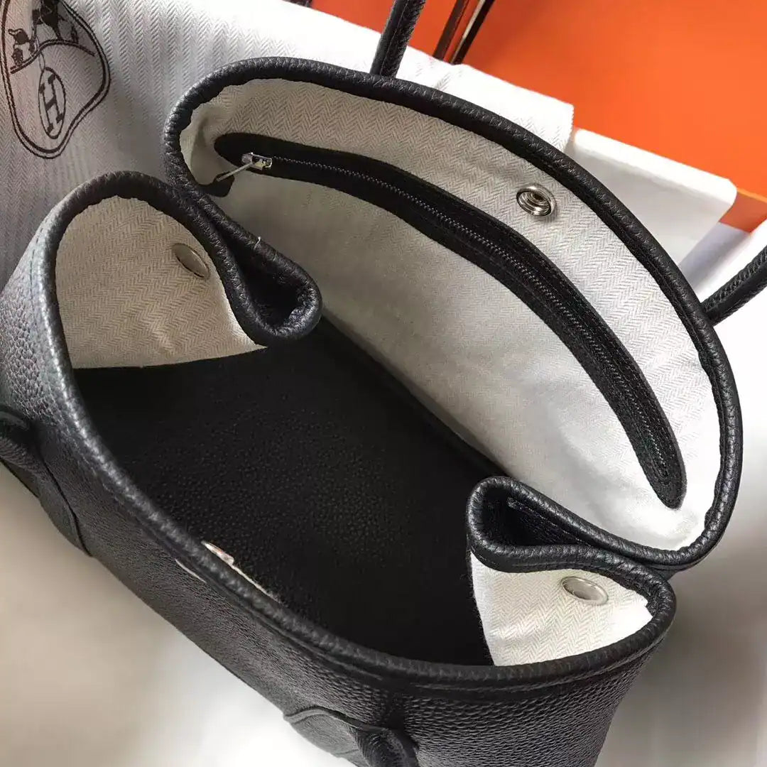 Hermes Garden Party 30 Bag In Black Taurillon Leather – HW083