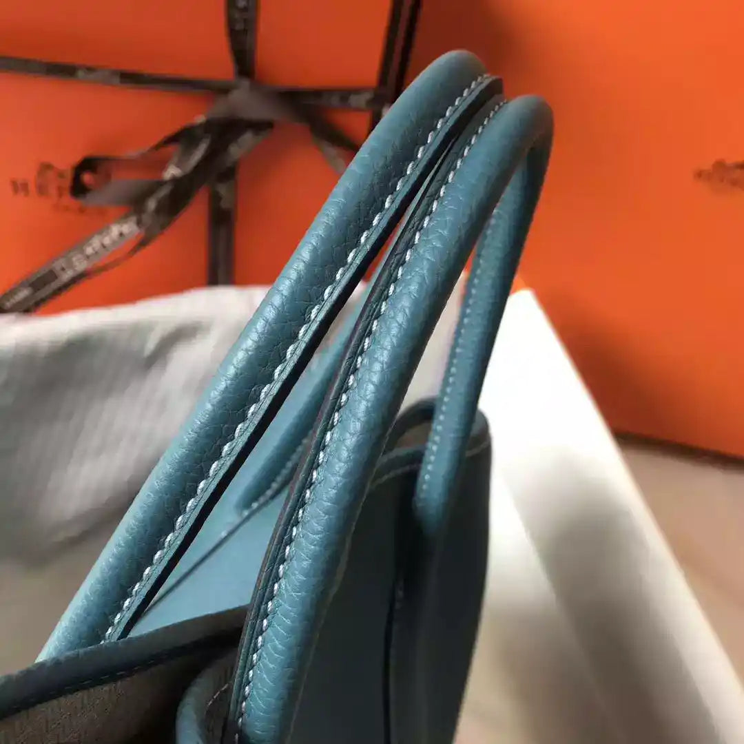 Hermes Garden Party 30 Bag In Blue Jean Taurillon Leather – HW079