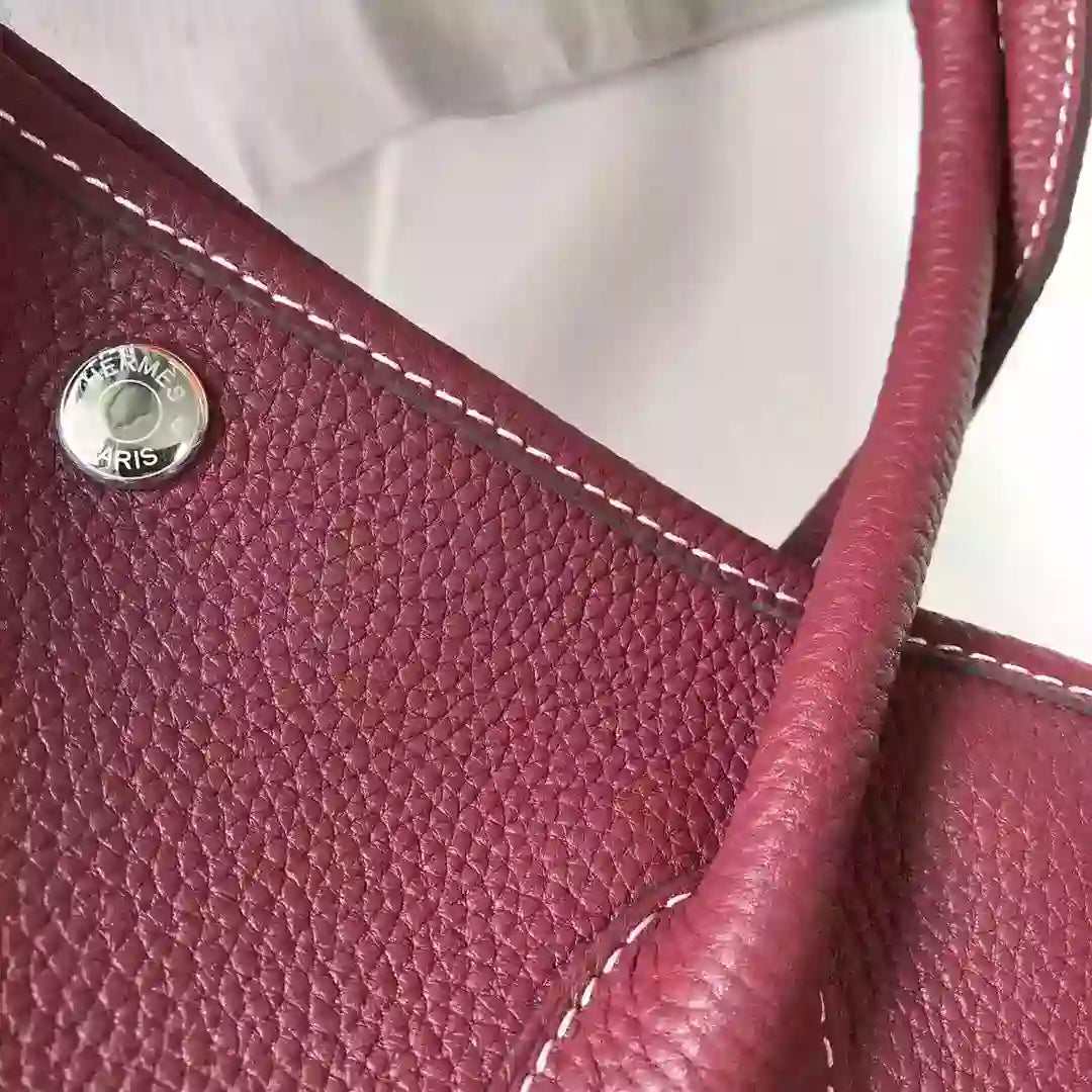Hermes Garden Party 30 Bag In Bordeaux Taurillon Leather – HW081