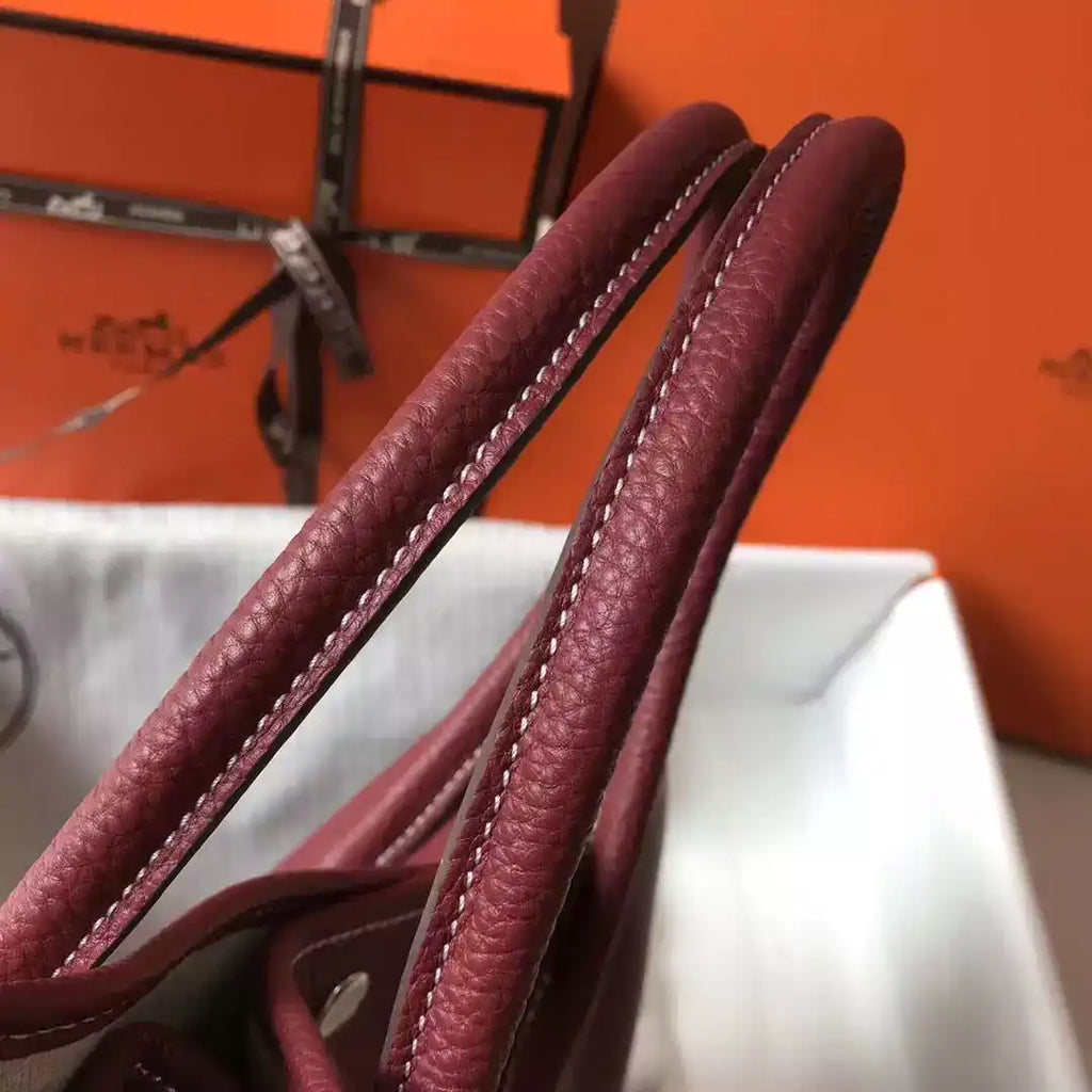 Hermes Garden Party 30 Bag In Bordeaux Taurillon Leather – HW081