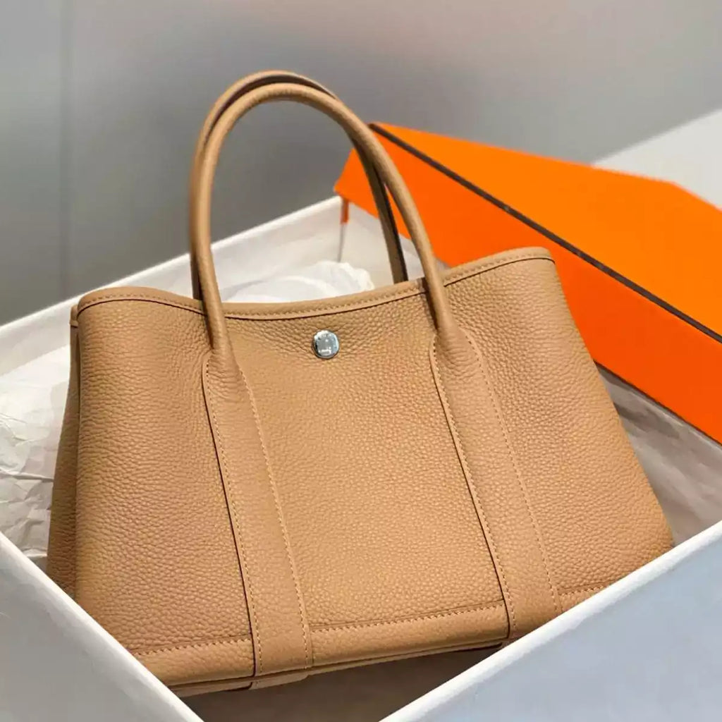 Hermes Garden Party 30 Bag In Chai Taurillon Leather – HW073