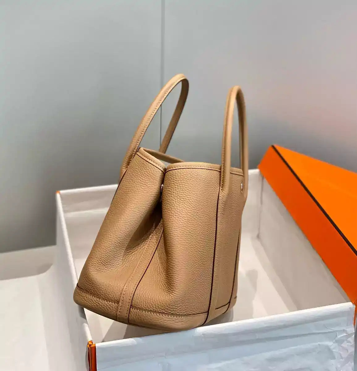 Hermes Garden Party 30 Bag In Chai Taurillon Leather – HW073