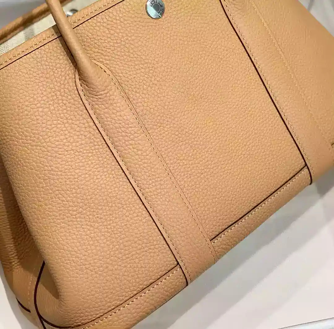 Hermes Garden Party 30 Bag In Chai Taurillon Leather – HW073