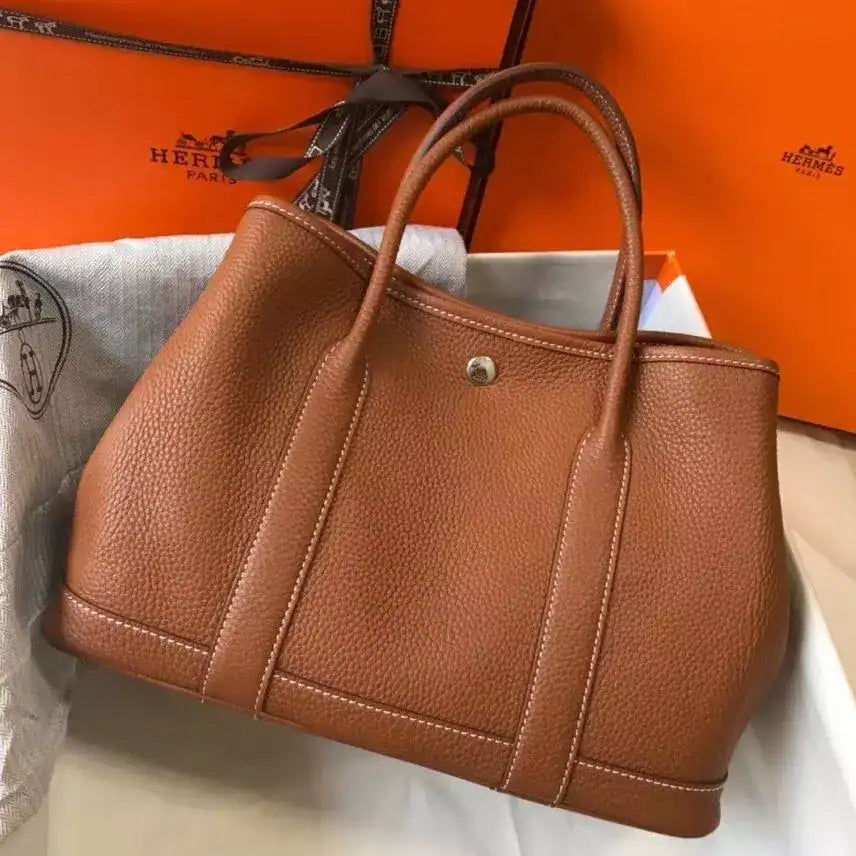 Hermes Garden Party 30 Bag In Gold Taurillon Leather – HW082