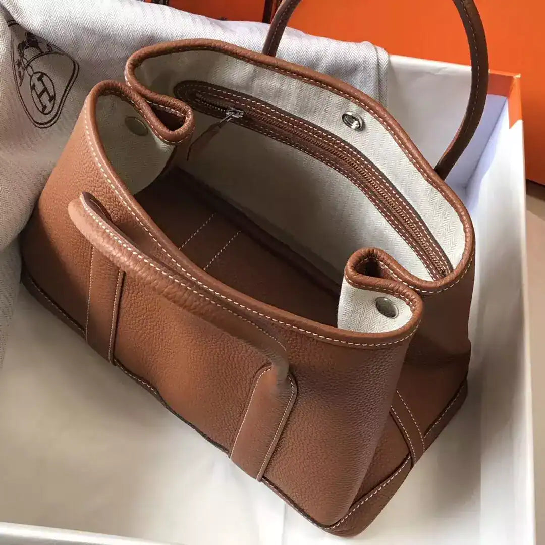Hermes Garden Party 30 Bag In Gold Taurillon Leather – HW082