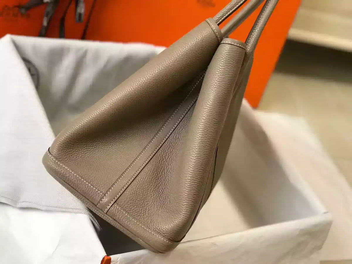 Hermes Garden Party 30 Bag In Grey Taurillon Leather – HW080