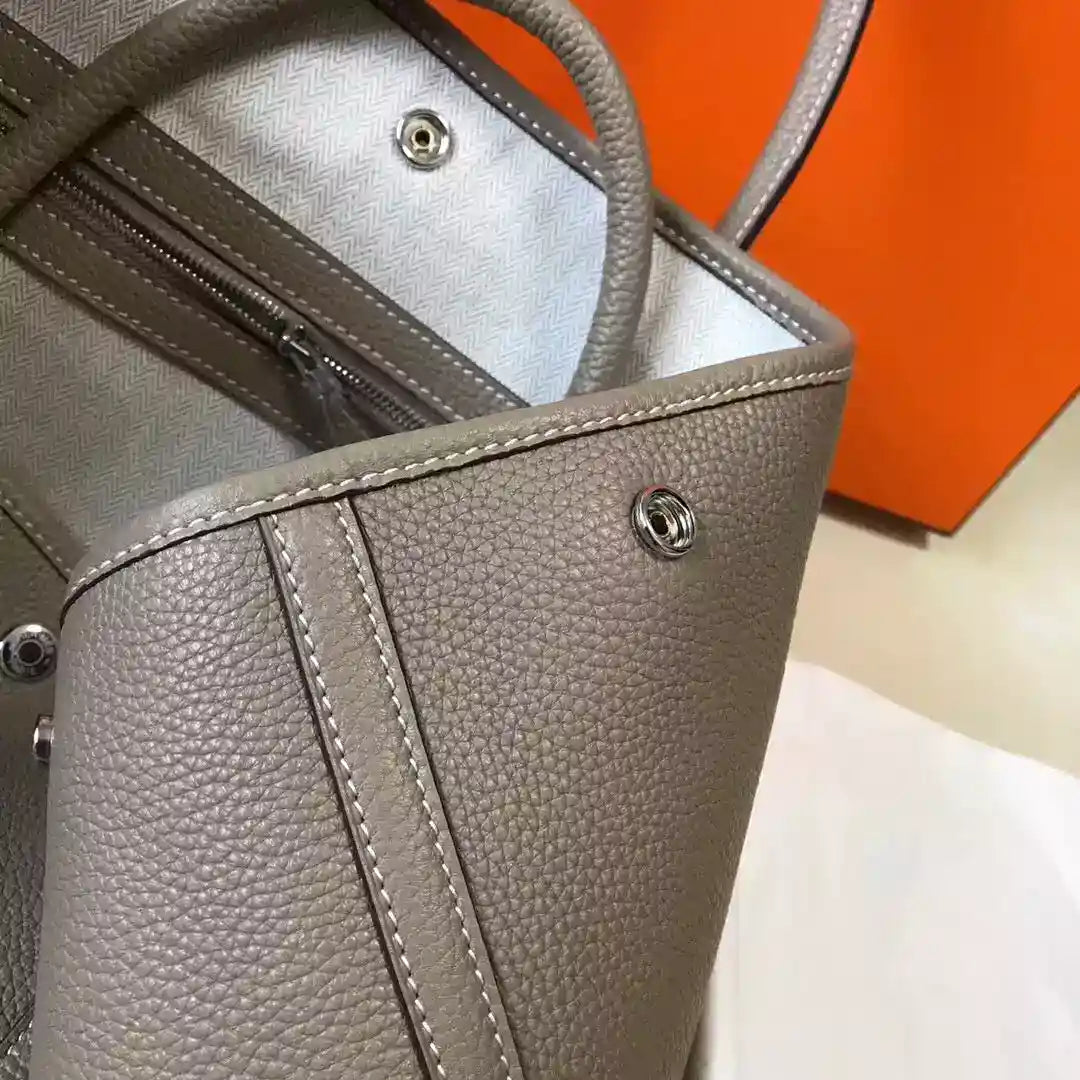 Hermes Garden Party 30 Bag In Grey Taurillon Leather – HW080