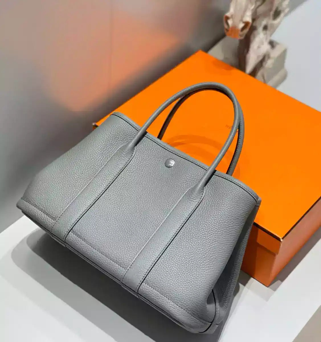 Hermes Garden Party 30 Bag In Gris Meyer Taurillon Leather – HW072