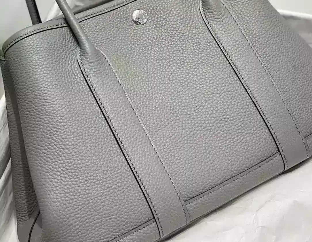 Hermes Garden Party 30 Bag In Gris Meyer Taurillon Leather – HW072