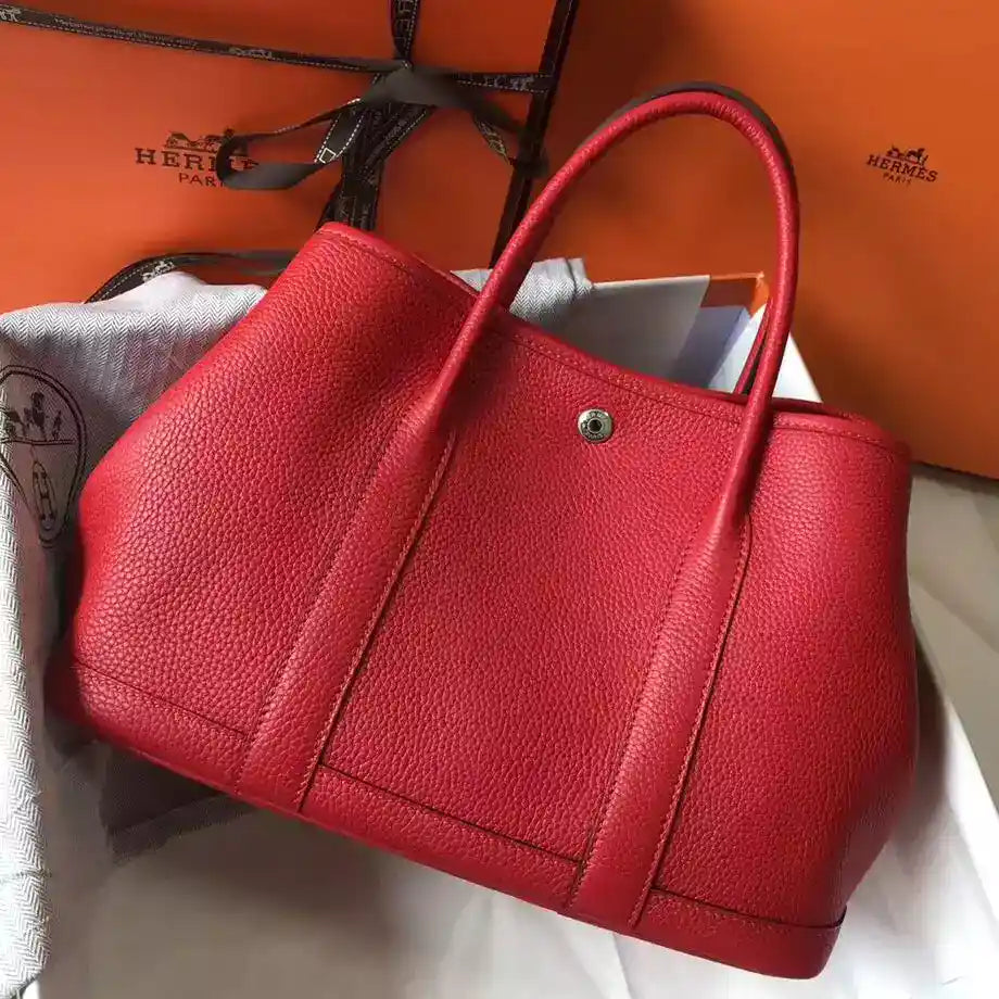 Hermes Garden Party 30 Bag In Red Taurillon Leather – HW074