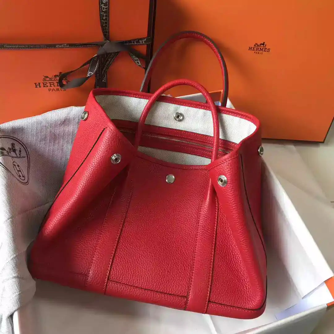 Hermes Garden Party 30 Bag In Red Taurillon Leather – HW074