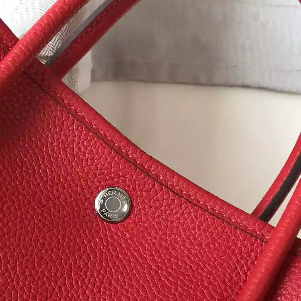 Hermes Garden Party 30 Bag In Red Taurillon Leather – HW074