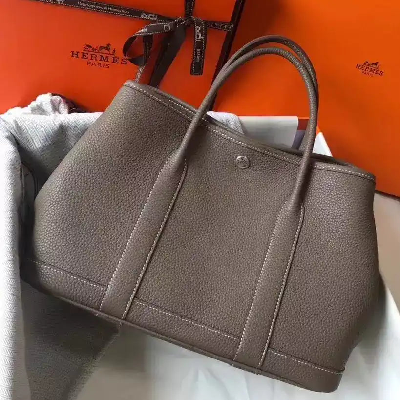 Hermes Garden Party 30 Bag In Taupe Taurillon Leather – HW077