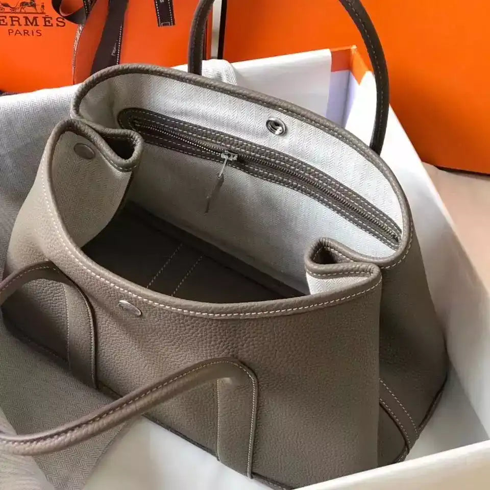 Hermes Garden Party 30 Bag In Taupe Taurillon Leather – HW077
