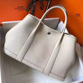 Hermes Garden Party 30 Bag In White Taurillon Leather – HW075