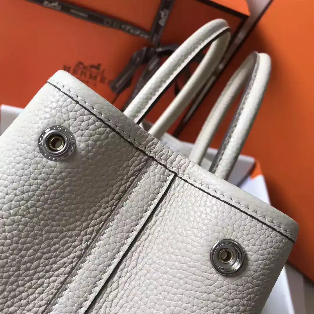 Hermes Garden Party 30 Bag In White Taurillon Leather – HW075