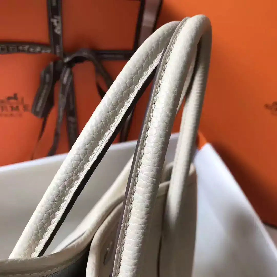 Hermes Garden Party 30 Bag In White Taurillon Leather – HW075