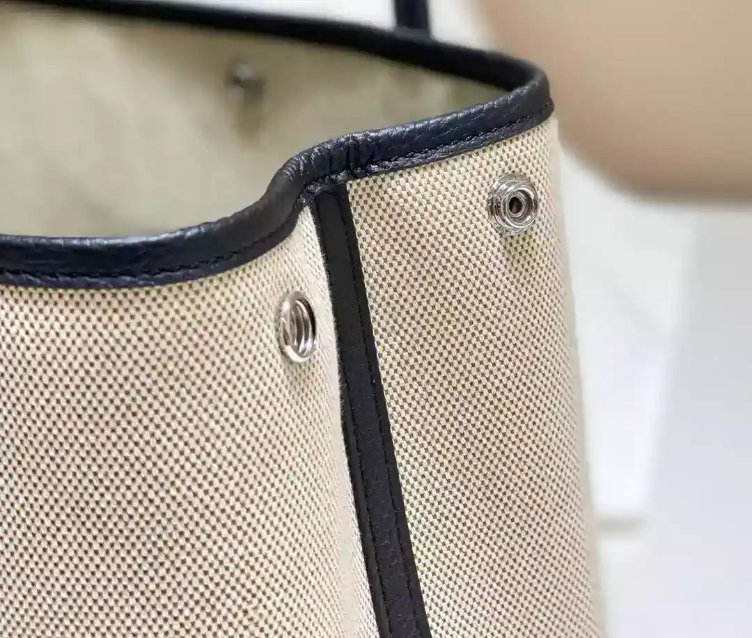 Hermes Garden Party 30cm Bag in Toile and Black Leather – HW068