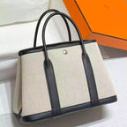 Hermes Garden Party 30cm Bag in Toile and Black Leather – HW068