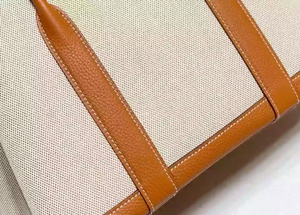 Hermes Garden Party 30cm Bag in Toile and Gold Leather – HW070